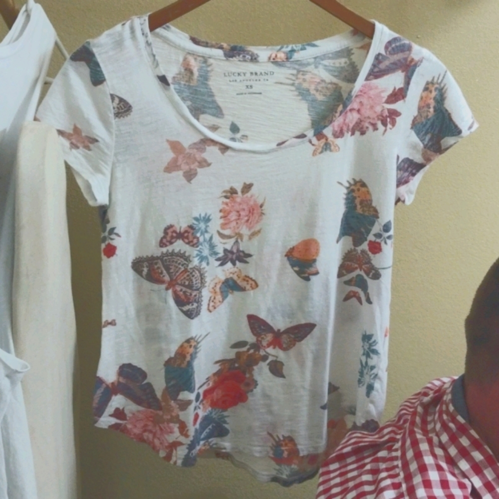 Lucky Brand xs short sleeve floral shirt